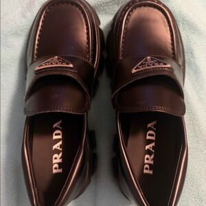 Platform brushed leather loafers designer inspired